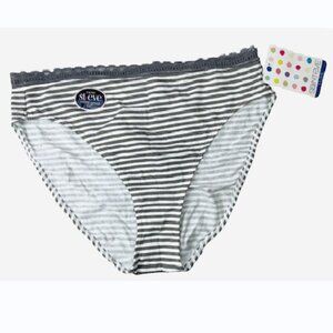 Saint Eve Intimates Hi-Cut Panties Grey White Striped‎ XL NWT Soft Stretch